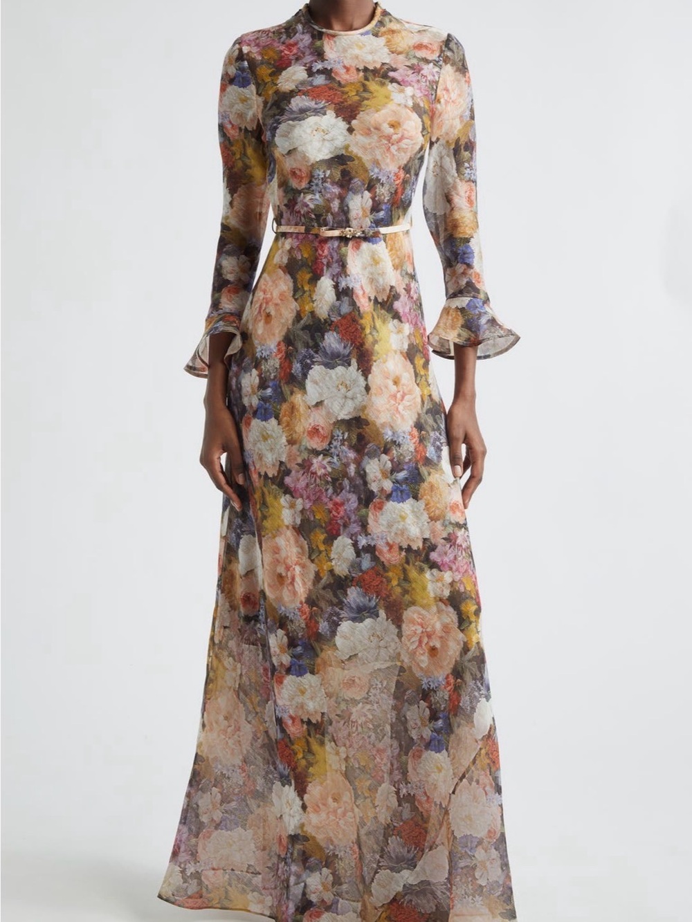 Zimmermann Floral Sheer Long-Sleeve Maxi Dress in Multicolor